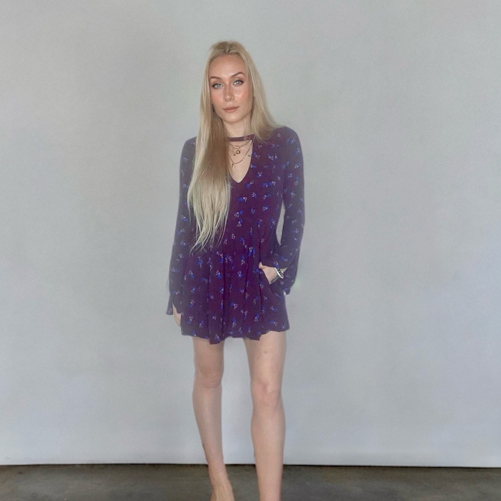 Free People Purple Tegan Floral Dress